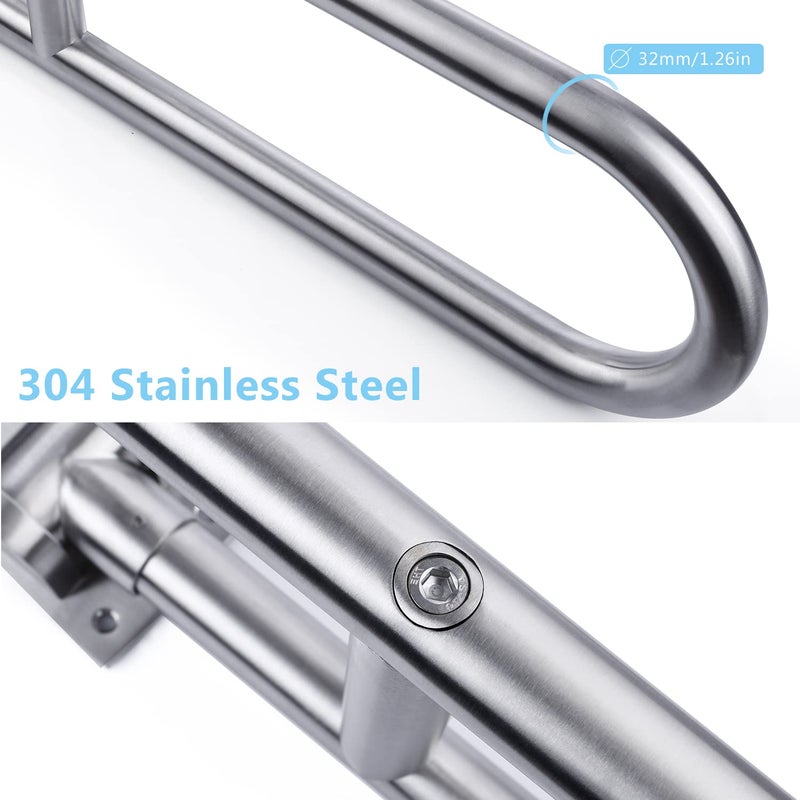 WochiTV 29.5 INCH Toilet Grab Bar Stainless Steel Handicap Rails Grab Bars Bathroom Support for Elderly Bariatric Disabled Commode Safety Hand Railing Guard Frame Shower Assist Aid Handrails Hand Grips - Image 4